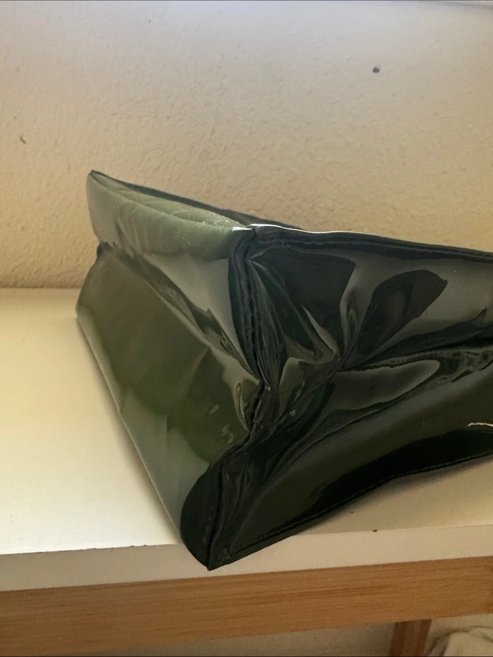 Harrods Green Vinyl Small Shopper Bag NWT